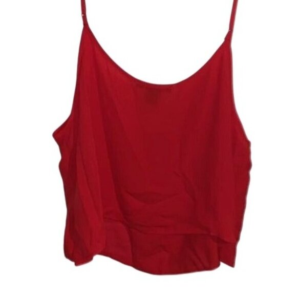 Forever 21 Red Sleeveless Adjustable Strap Tank Top L Polyester Womens Casual Fl - Picture 4 of 7